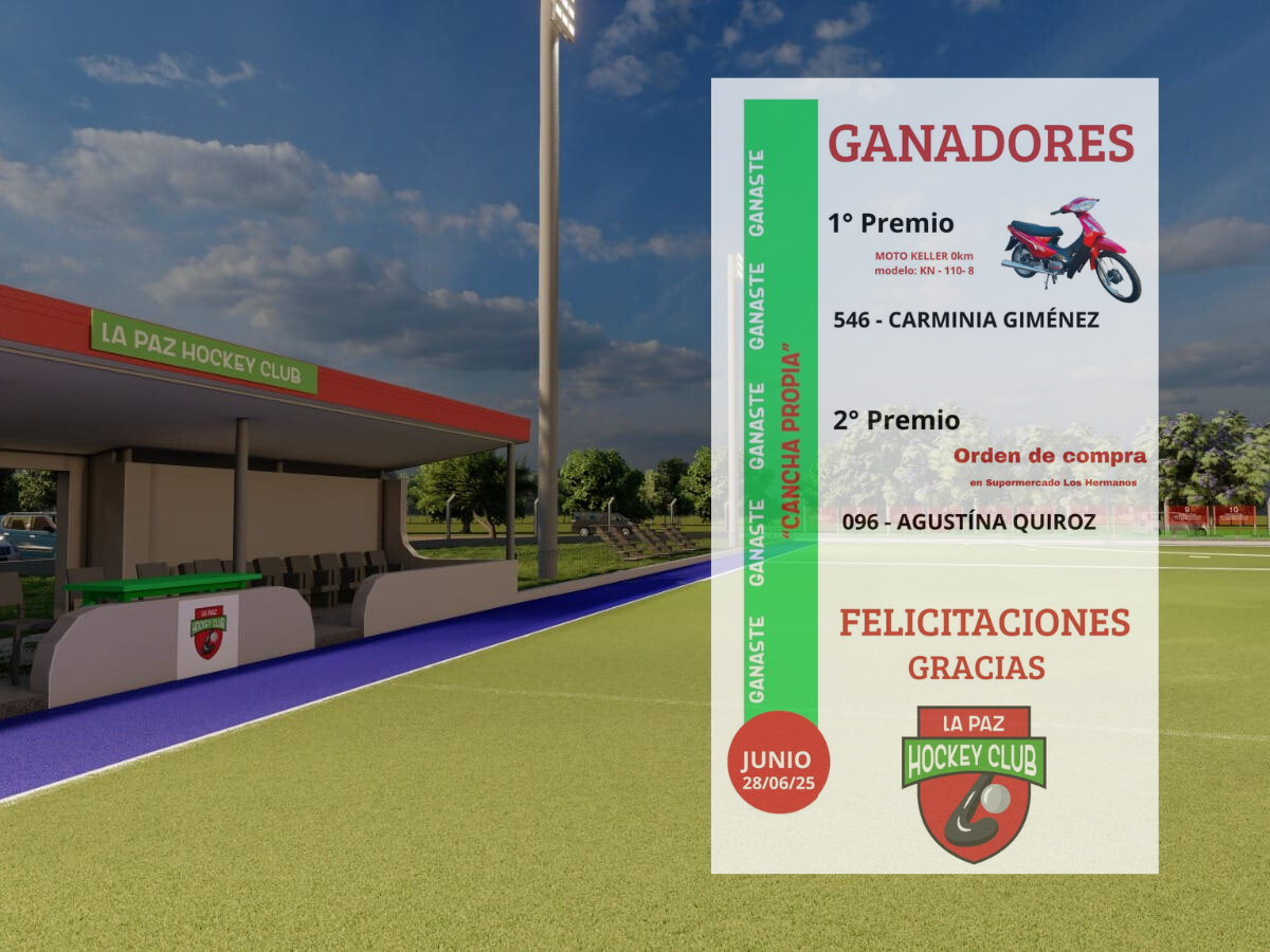 La Paz Hockey Club informa los ganadores del sorteo del bono “Cancha Propia” - (Publicación 7/7/2025)