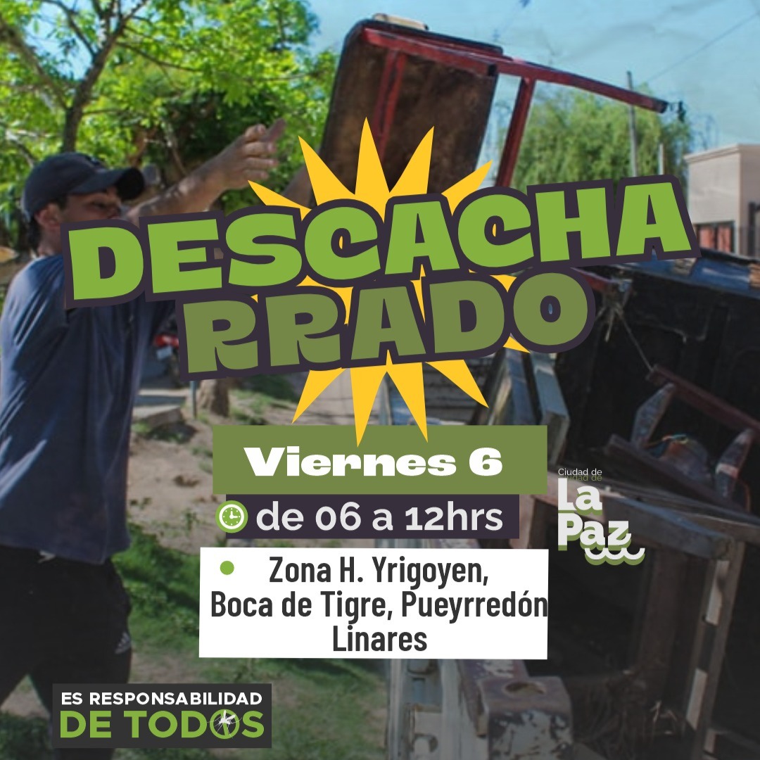 Este viernes habrá descacharrado en zona sur de la ciudad