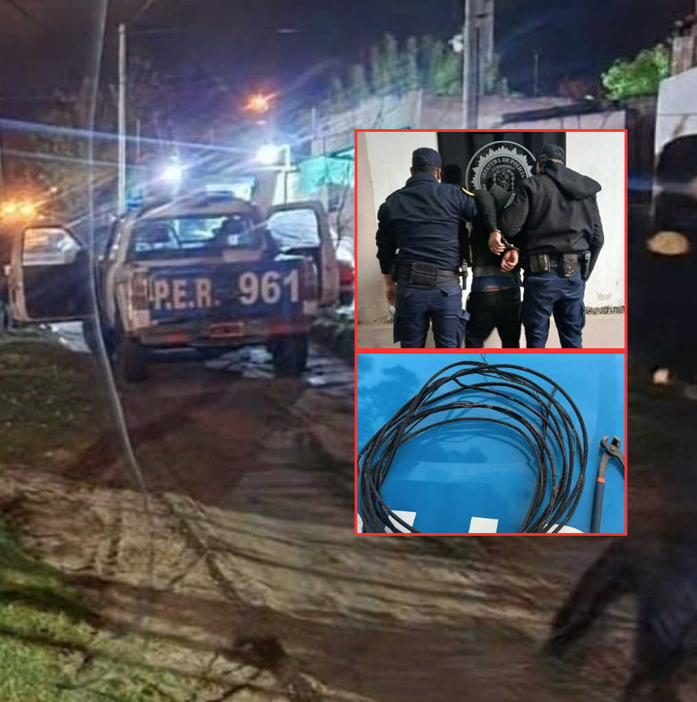 Lo sorprendieron sobre cables del alumbrado público, huyó y terminó detenido